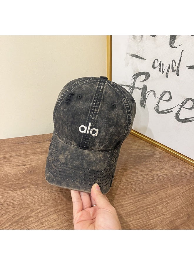 Vintage Washed Denim Baseball Cap – Unisex Adjustable Casual Hat with Embroidered Logo - Image 3